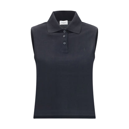 Saint Laurent Schwarzes Polohemd aus recycelter Baumwolle