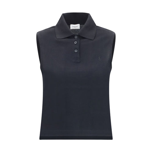 Saint Laurent Schwarzes Polohemd aus recycelter Baumwolle