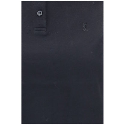 Saint Laurent Schwarzes Polohemd aus recycelter Baumwolle