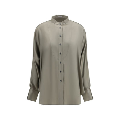 Brunello Cucinelli Zweifarbige Seidenbluse