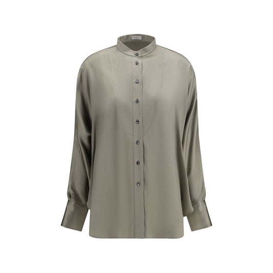 Brunello Cucinelli Zweifarbige Seidenbluse