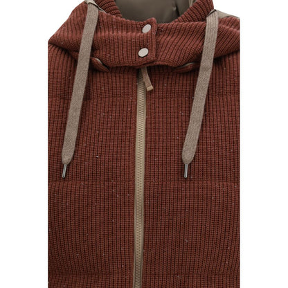 Brunello Cucinelli Braune ärmellose Baumwolljacke