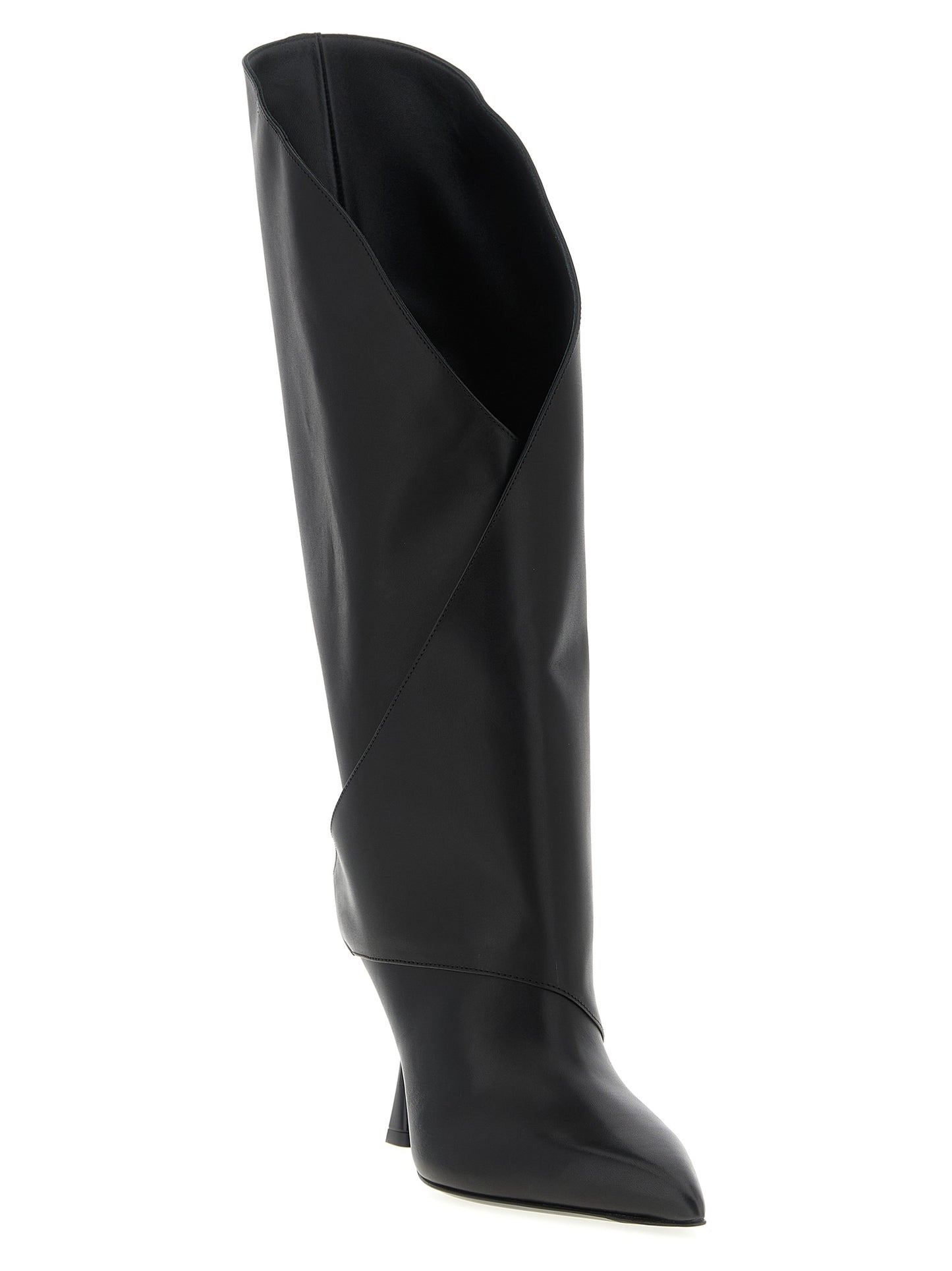 Balmain Schwarzes Kalbsleder Over-the-Knee
