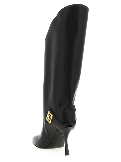 Balmain Schwarzes Kalbsleder Over-the-Knee