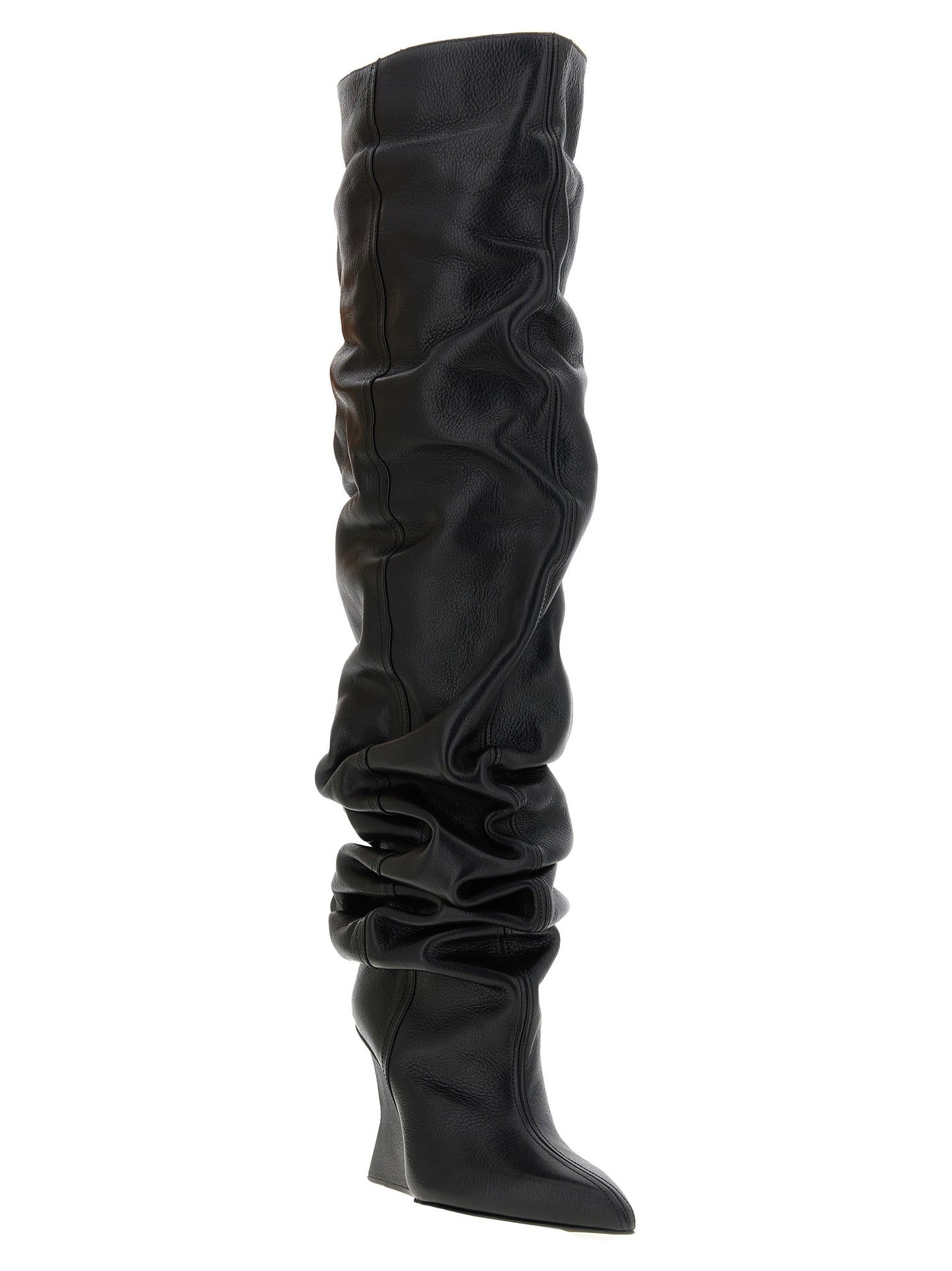 Balmain Schwarzes Kalbsleder Over-the-Knee