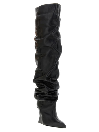 Balmain Schwarzes Kalbsleder Over-the-Knee