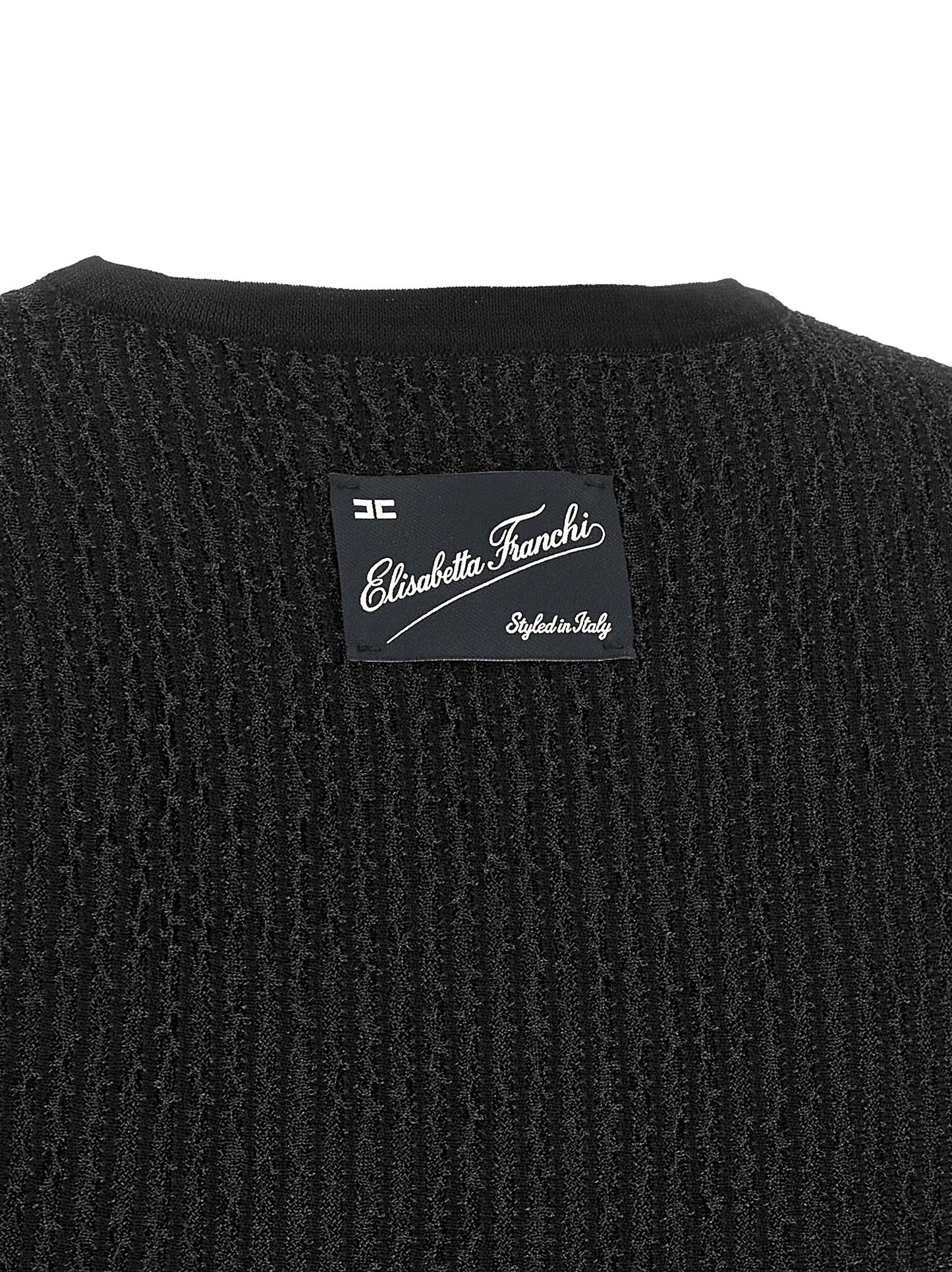 Elisabetta Franchi Schwarzes ärmelloses T-Shirt aus Viskose