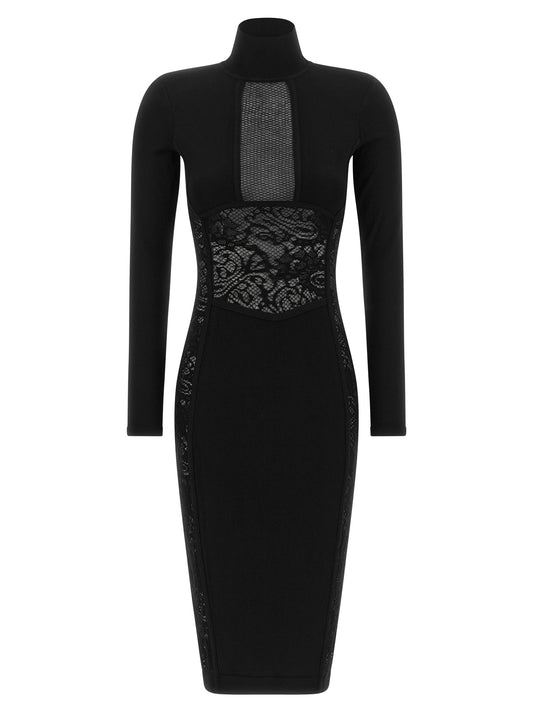 Elisabetta Franchi Schwarzes Midikleid aus Viskose