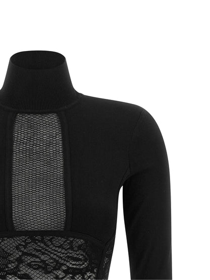 Elisabetta Franchi Schwarzes Midikleid aus Viskose