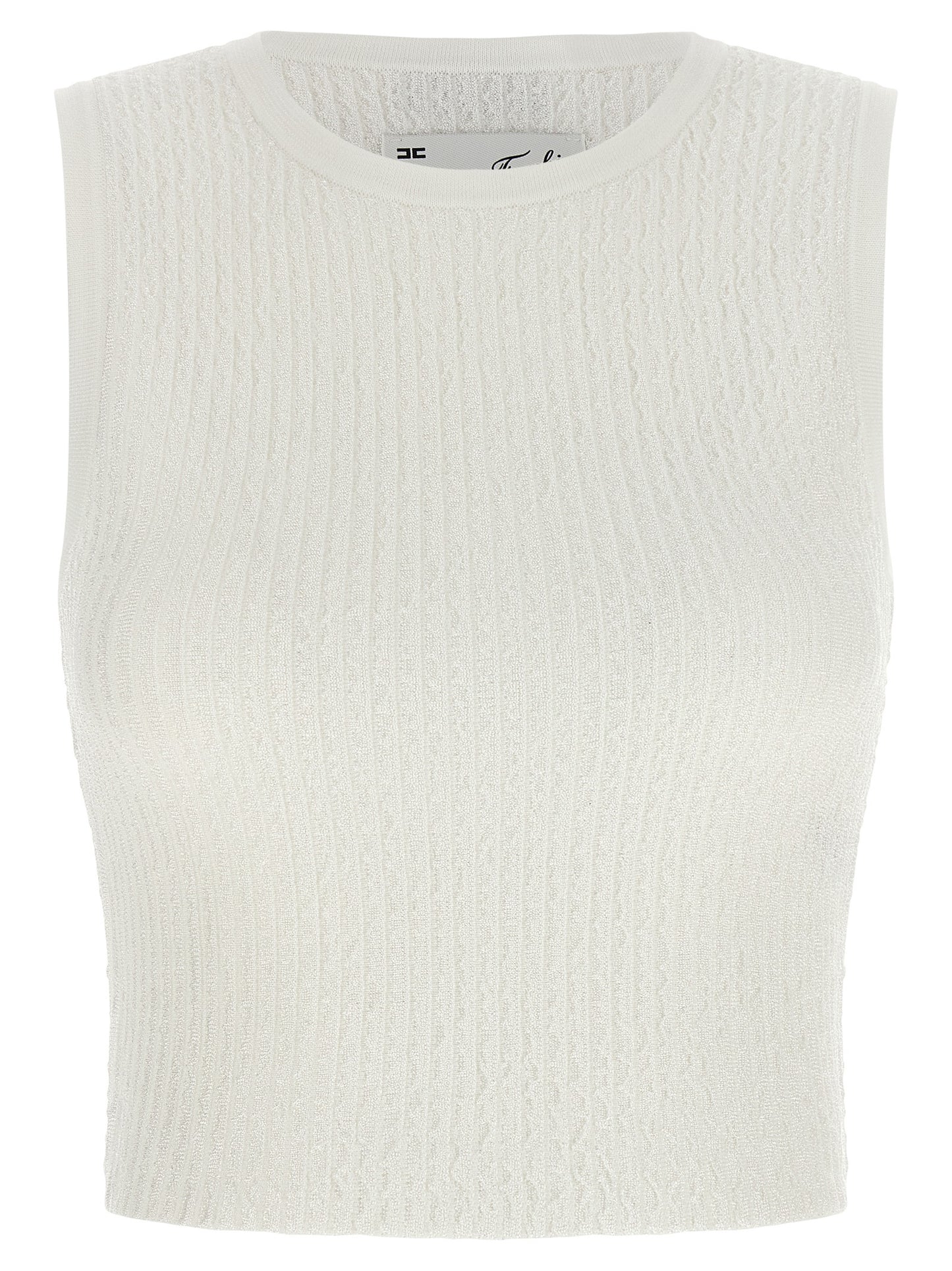 Elisabetta Franchi Weißes ärmelloses T-Shirt aus Viskose