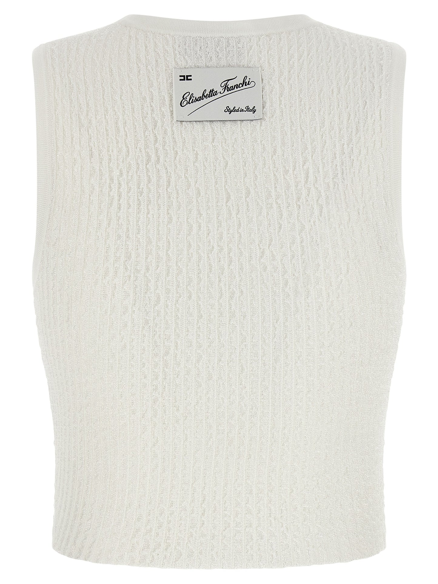 Elisabetta Franchi Weißes ärmelloses T-Shirt aus Viskose