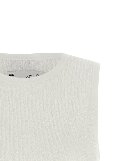 Elisabetta Franchi Weißes ärmelloses T-Shirt aus Viskose