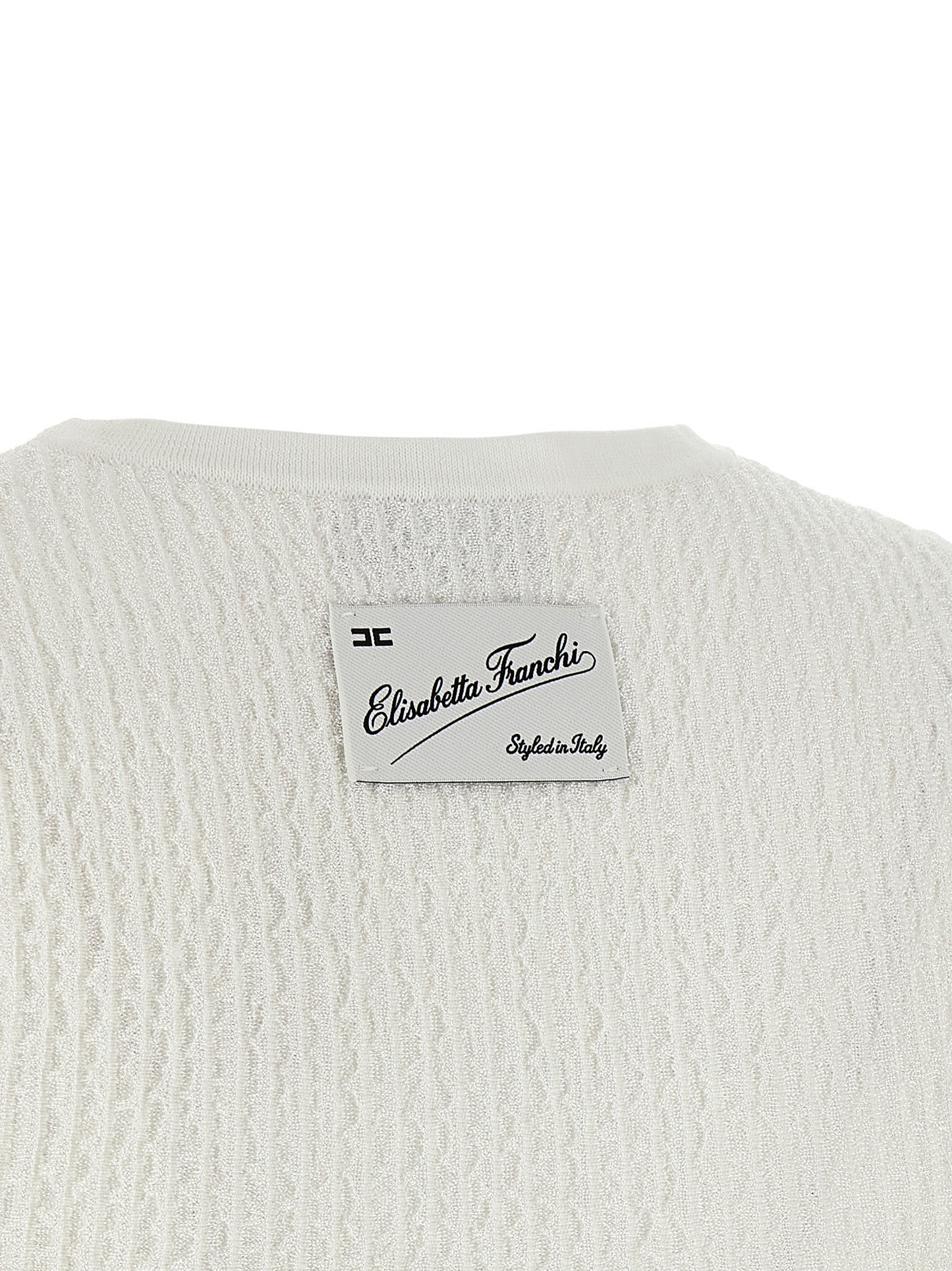 Elisabetta Franchi Weißes ärmelloses T-Shirt aus Viskose