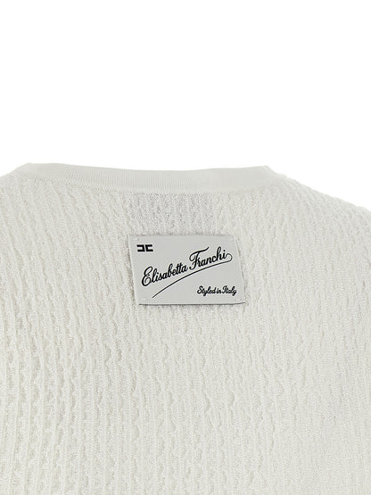 Elisabetta Franchi Weißes ärmelloses T-Shirt aus Viskose
