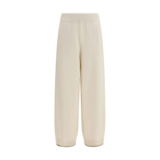 Brunello Cucinelli Weiße Kaschmir-Freizeithose