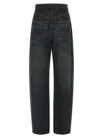 MM6 Maison Margiela Blaue Baumwoll-Jeans mit ausgestelltem Bein