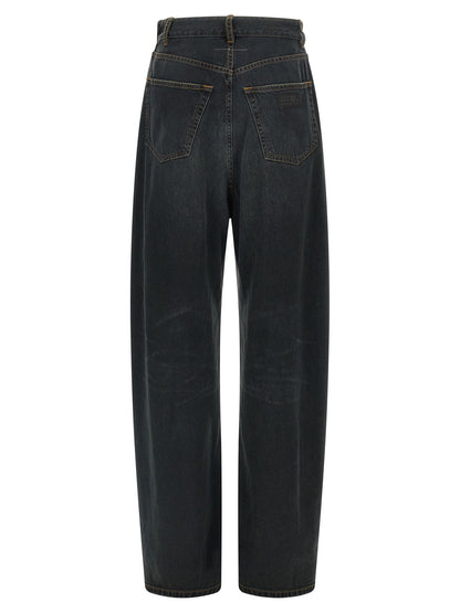MM6 Maison Margiela Blaue Baumwoll-Jeans mit ausgestelltem Bein