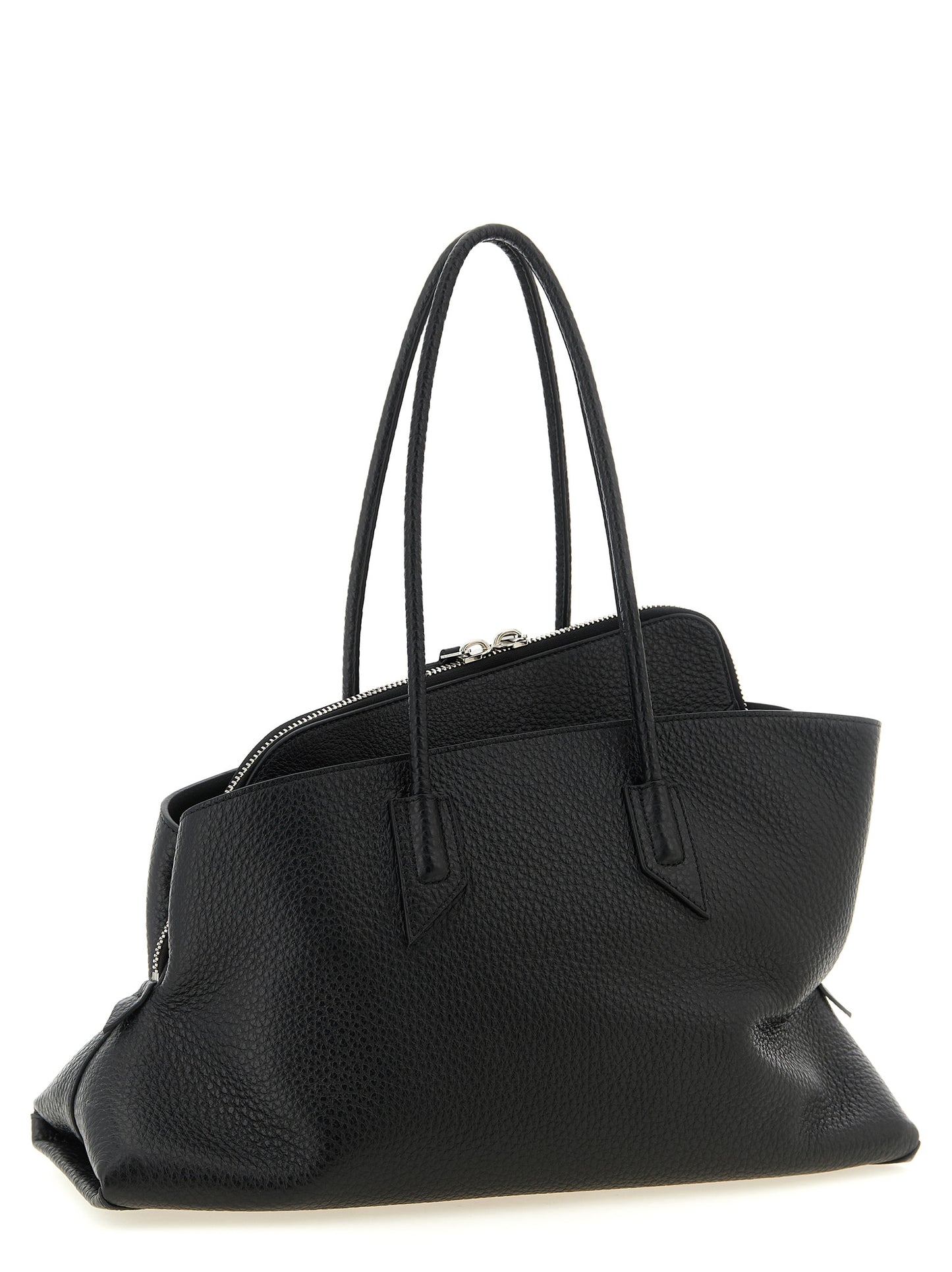 The Attico Schwarze Schultertasche aus Rindsleder