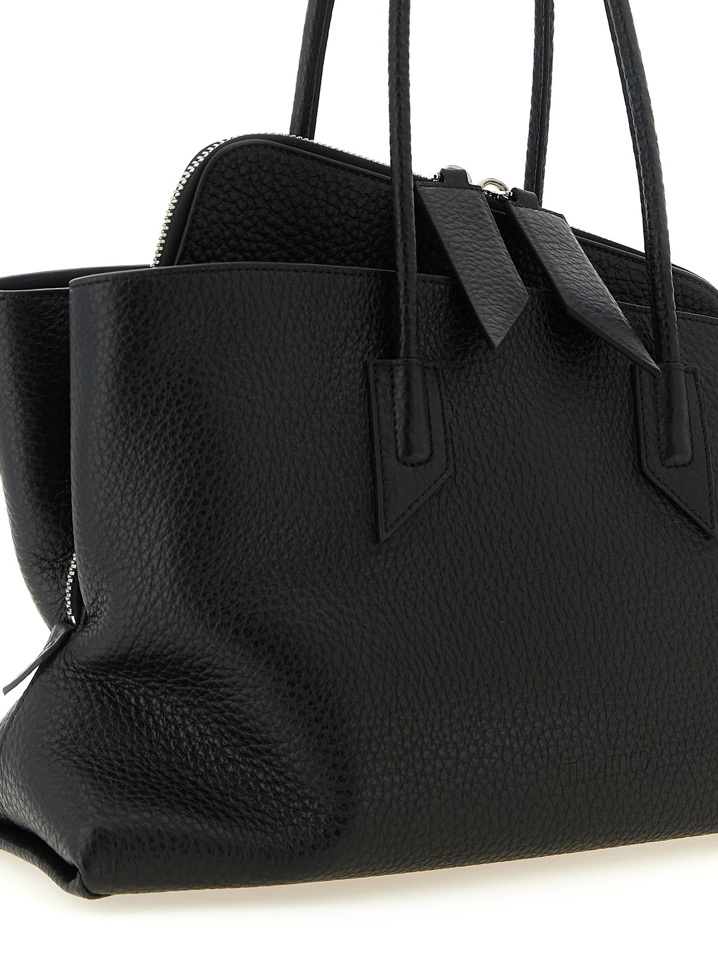 The Attico Schwarze Schultertasche aus Rindsleder