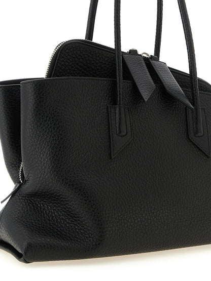 The Attico Schwarze Schultertasche aus Rindsleder