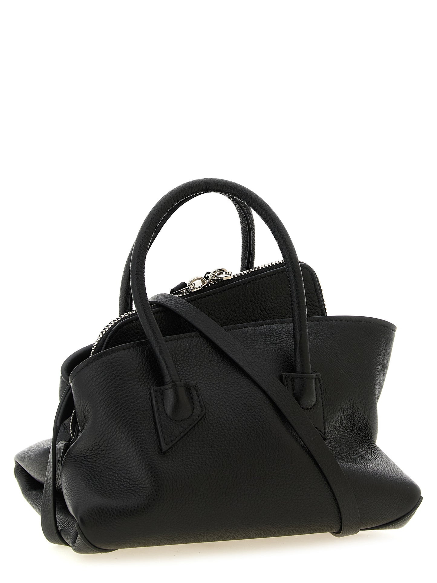 The Attico Handtasche aus schwarzem Rindsleder
