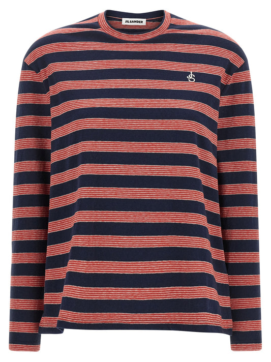 Jil Sander Mehrfarbiges Baumwoll-Langarm-T-Shirt