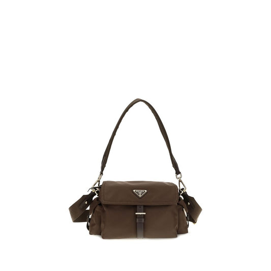 Prada Braune Schultertasche aus recyceltem Polyamid