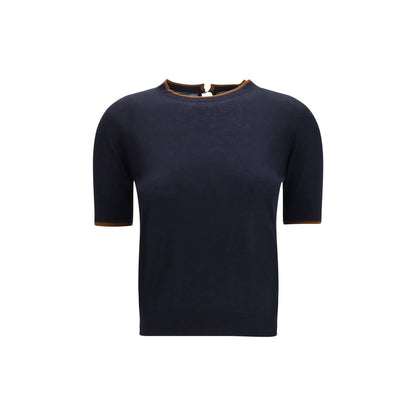 Max Mara Blaues Seiden-T-Shirt