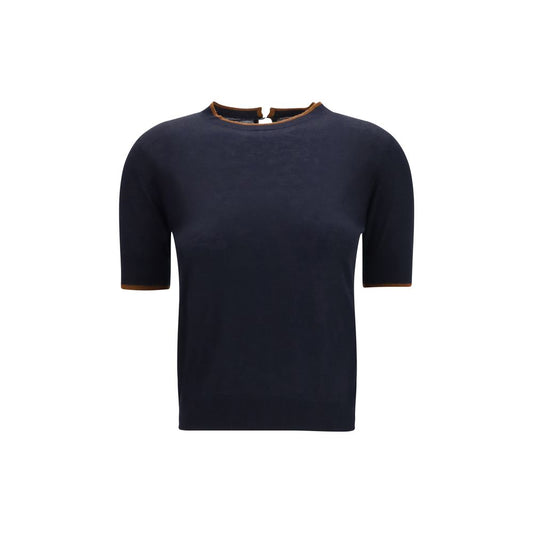 Max Mara Blaues Seiden-T-Shirt