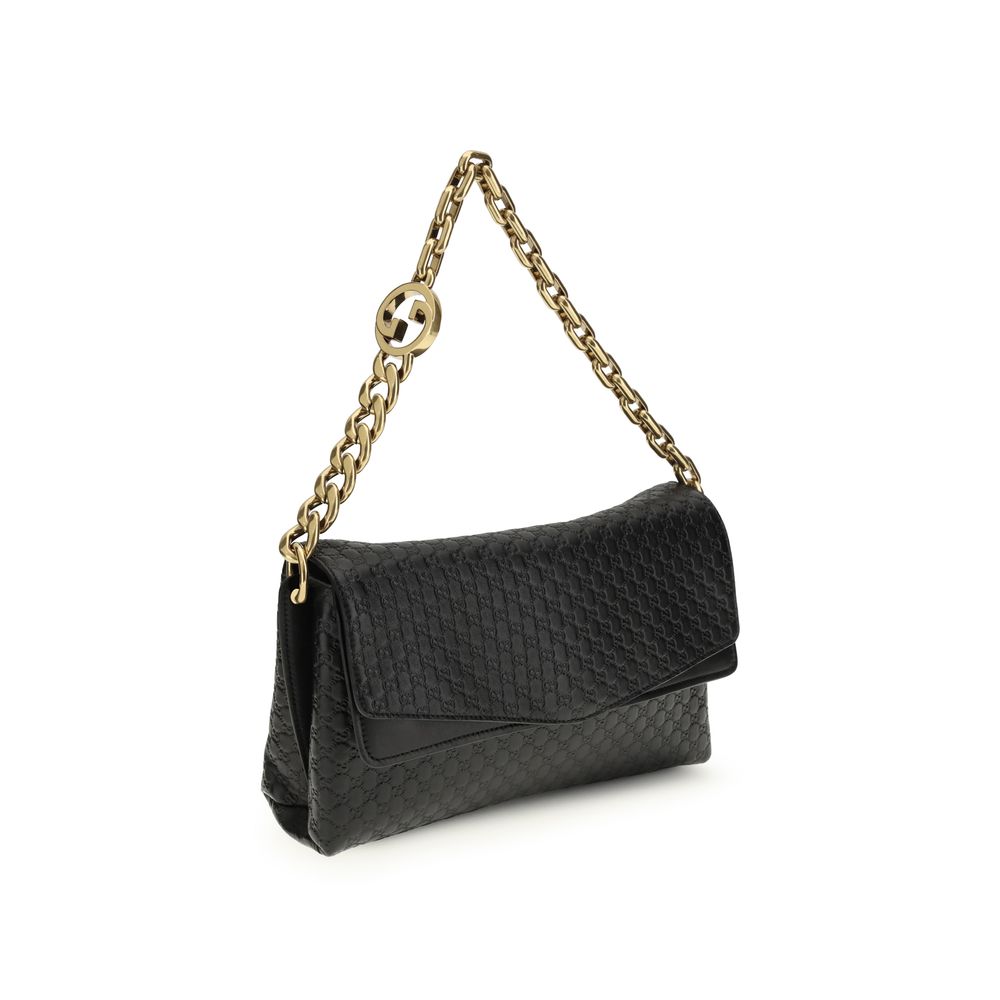 Gucci Schwarze Bos Taurus Kalbsleder Schultertasche