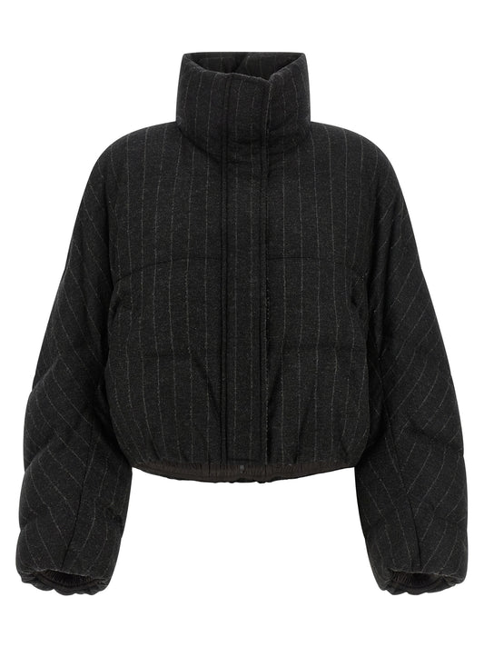 Brunello Cucinelli Grauer Virgin Wool Maxikleid
