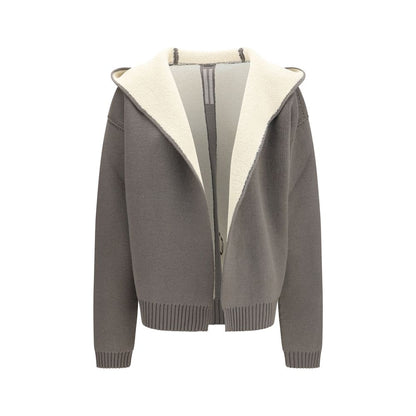 Rick Owens Grauer Woll-Kapuzenpullover Oves Aries