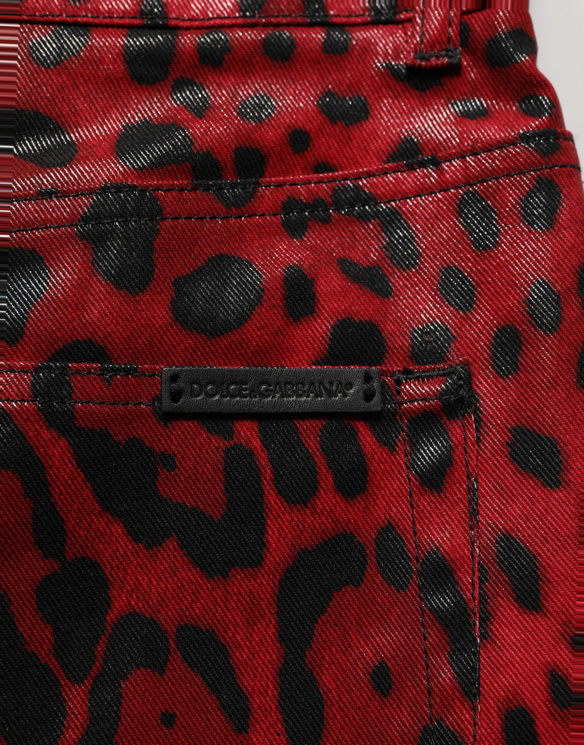 Dolce & Gabbana Rot-Schwarze Leopardenprint Skinny Jeans