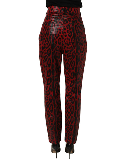 Dolce & Gabbana Rot-Schwarze Leopardenprint Skinny Jeans