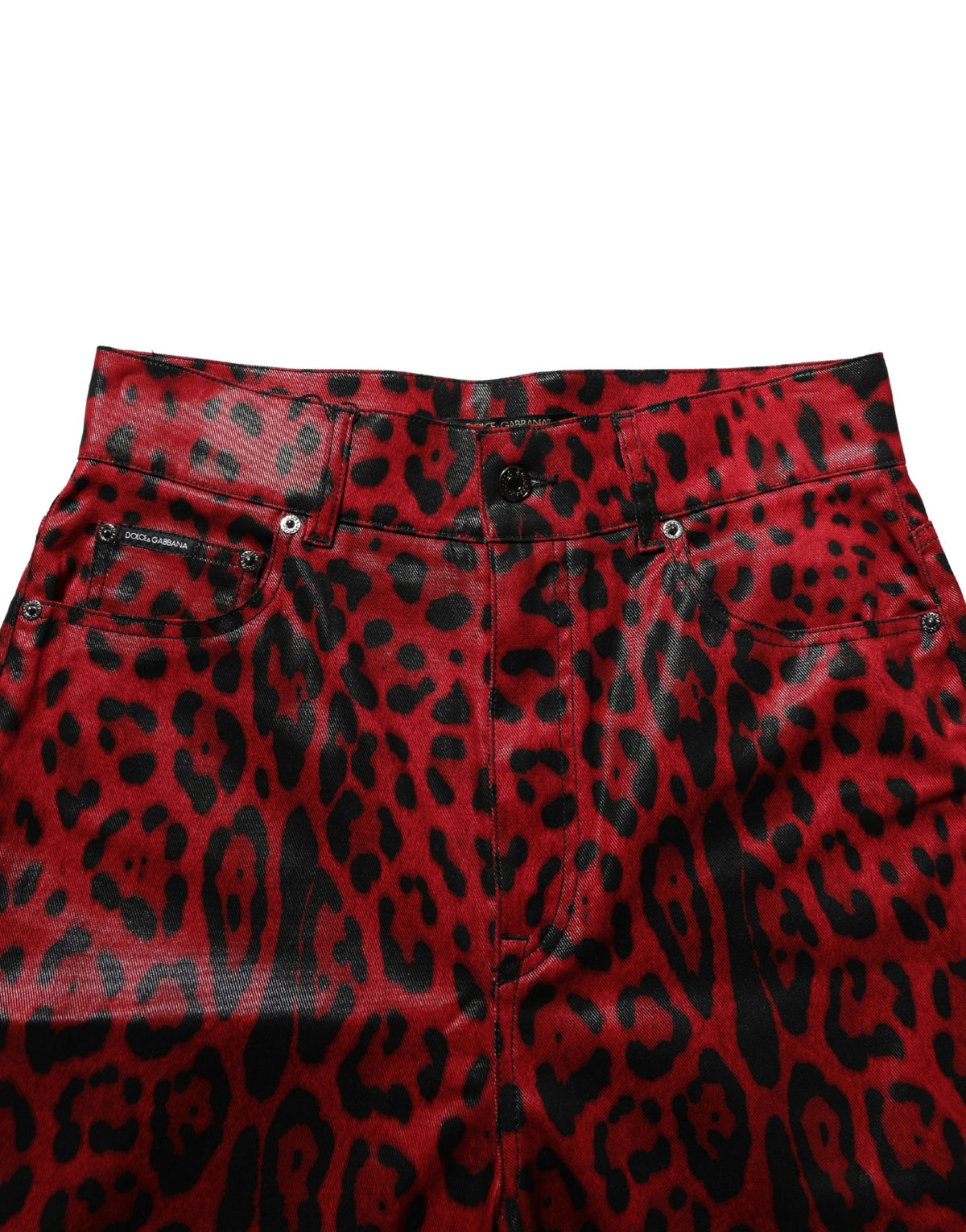 Dolce & Gabbana Rot-Schwarze Leopardenprint Skinny Jeans