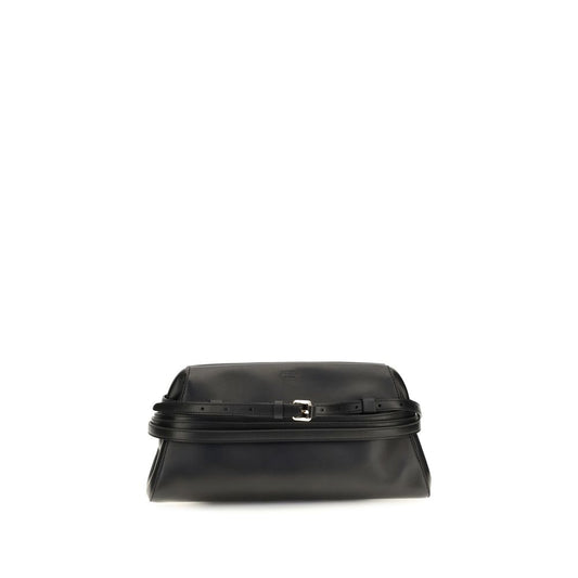 Moschino Schwarze Umhängetasche aus Ziegenleder