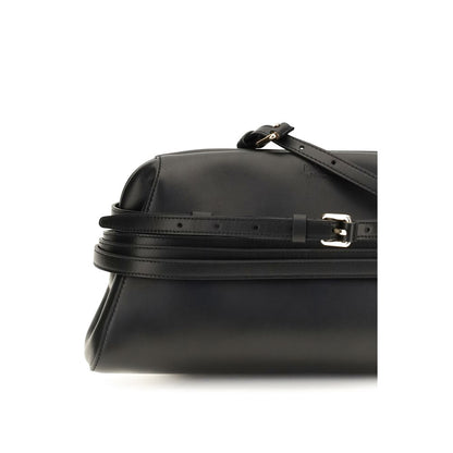 Moschino Schwarze Umhängetasche aus Ziegenleder