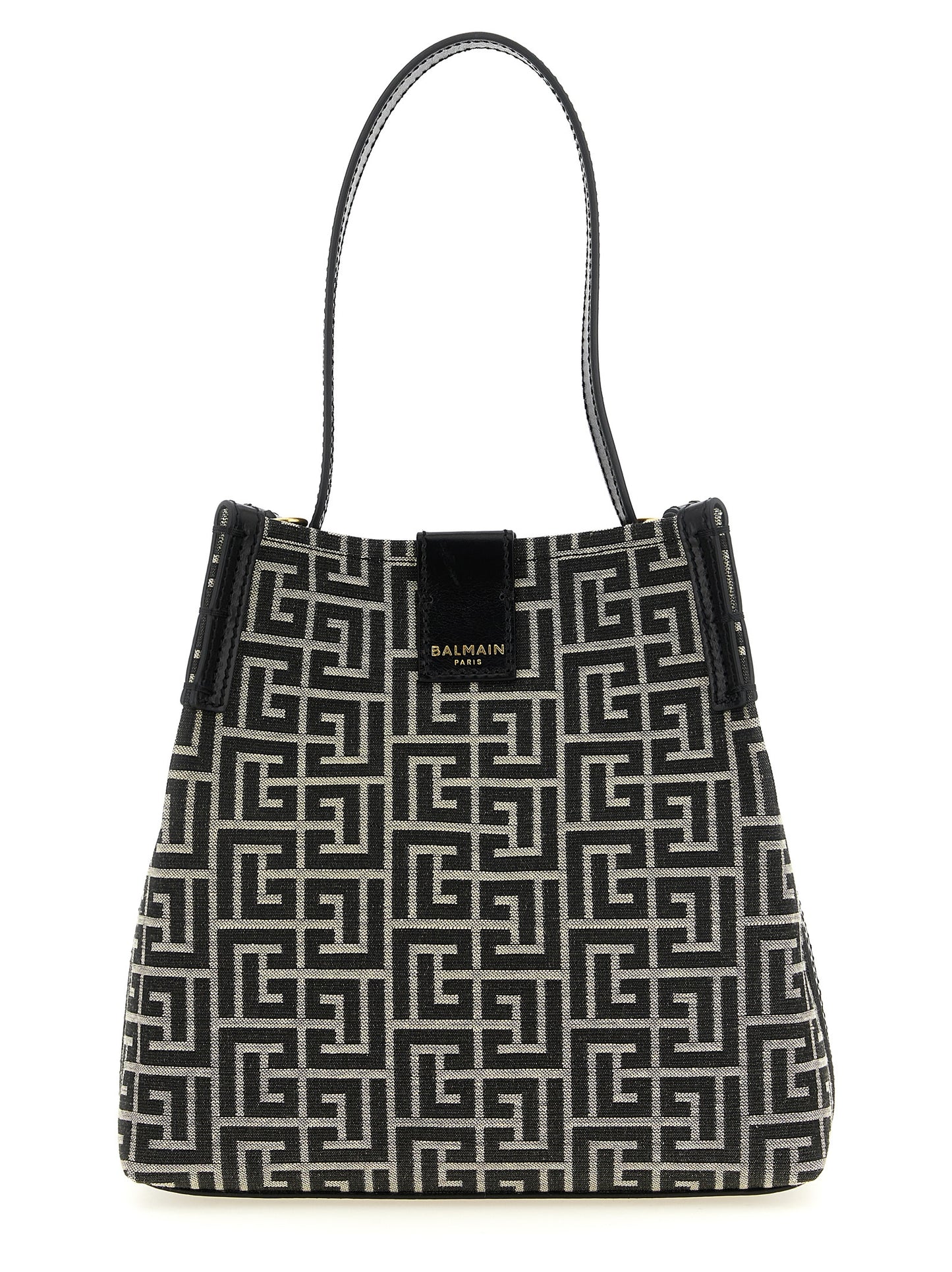 Balmain Zweifarbige Schultertasche aus Baumwolle