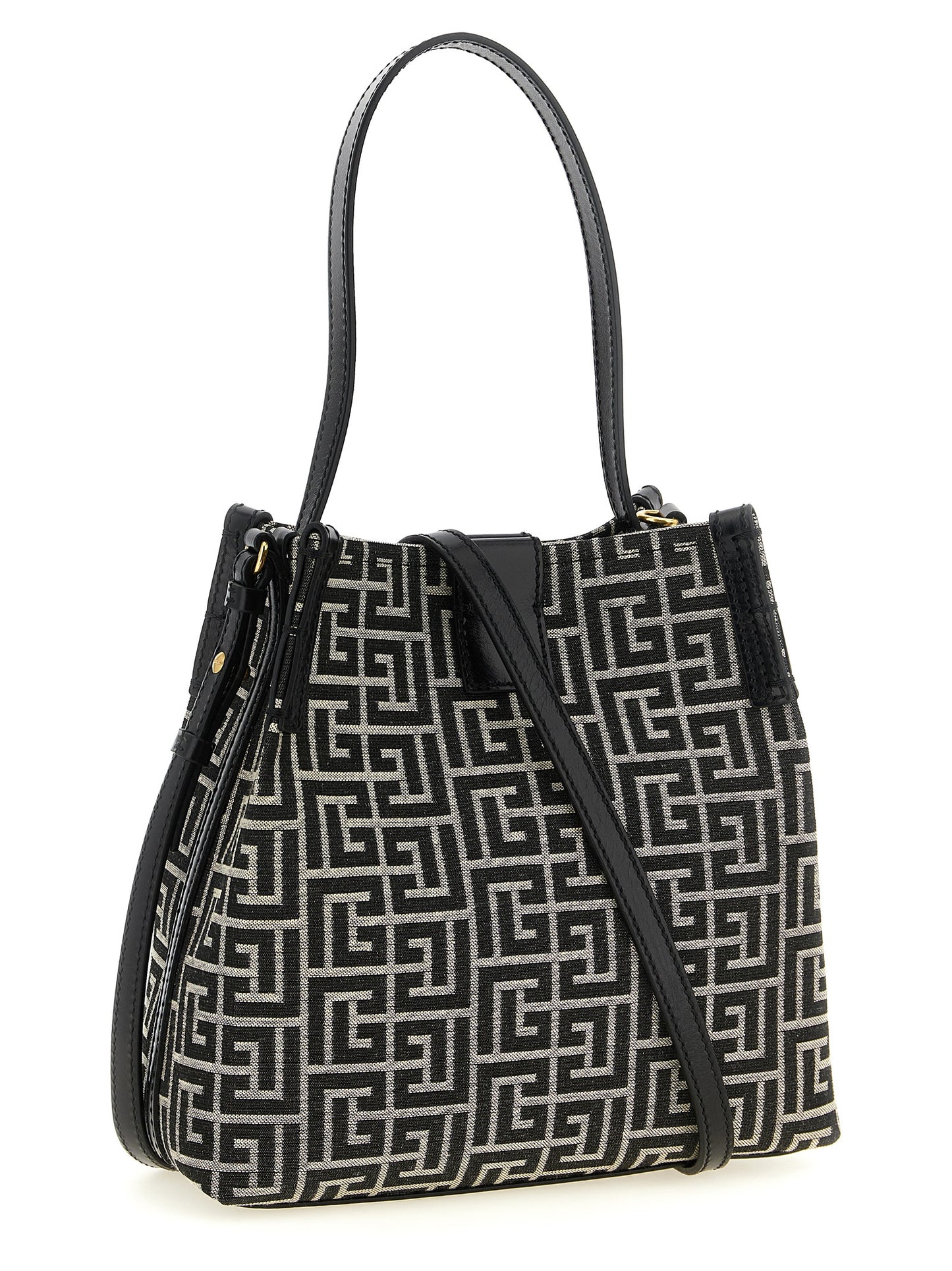 Balmain Zweifarbige Schultertasche aus Baumwolle
