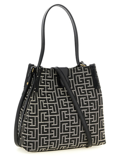 Balmain Zweifarbige Schultertasche aus Baumwolle