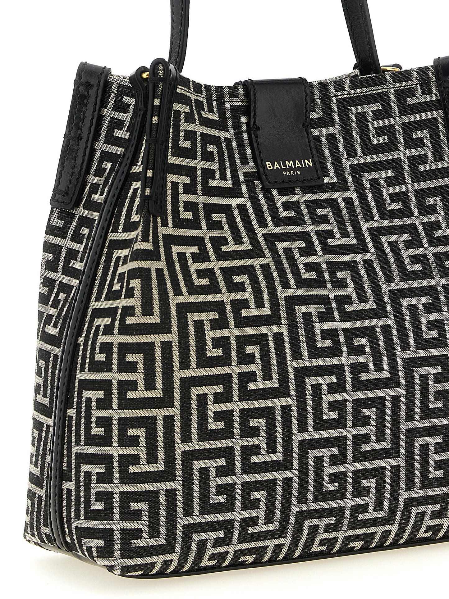 Balmain Zweifarbige Schultertasche aus Baumwolle