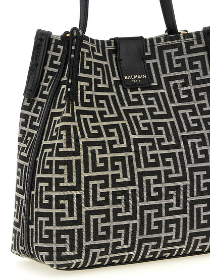 Balmain Zweifarbige Schultertasche aus Baumwolle