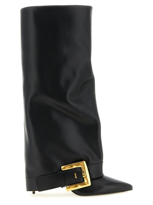 Balmain Schwarzes Kalbsleder Over-the-Knee