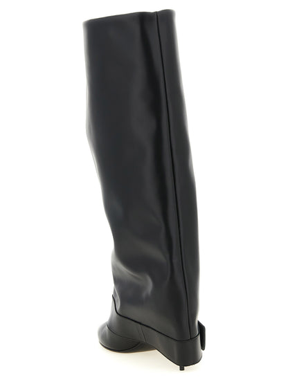 Balmain Schwarzes Kalbsleder Over-the-Knee