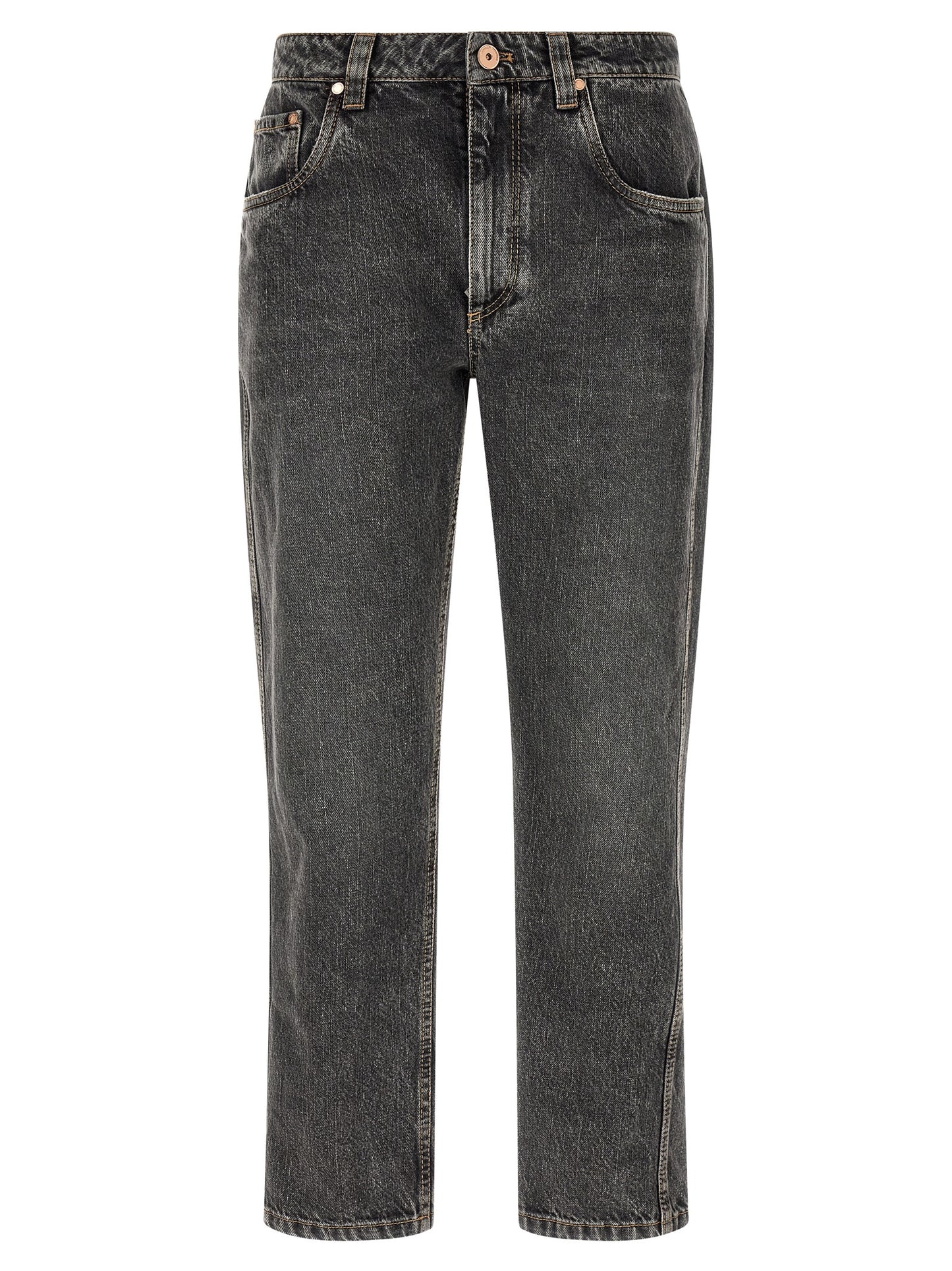 Brunello Cucinelli Graue Jeans aus Baumwolle im geraden Schnitt