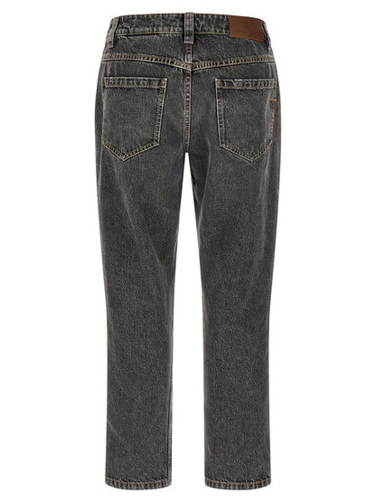 Brunello Cucinelli Graue Jeans aus Baumwolle im geraden Schnitt