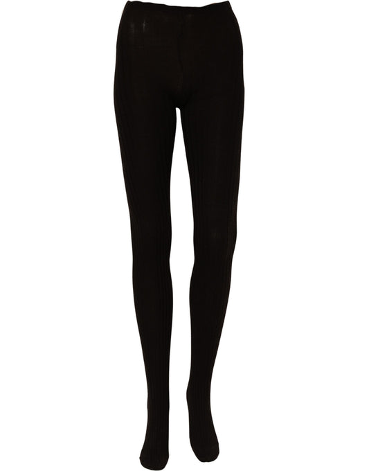 Dolce & Gabbana Schwarze Strumpfhose aus Wollmix – One Size