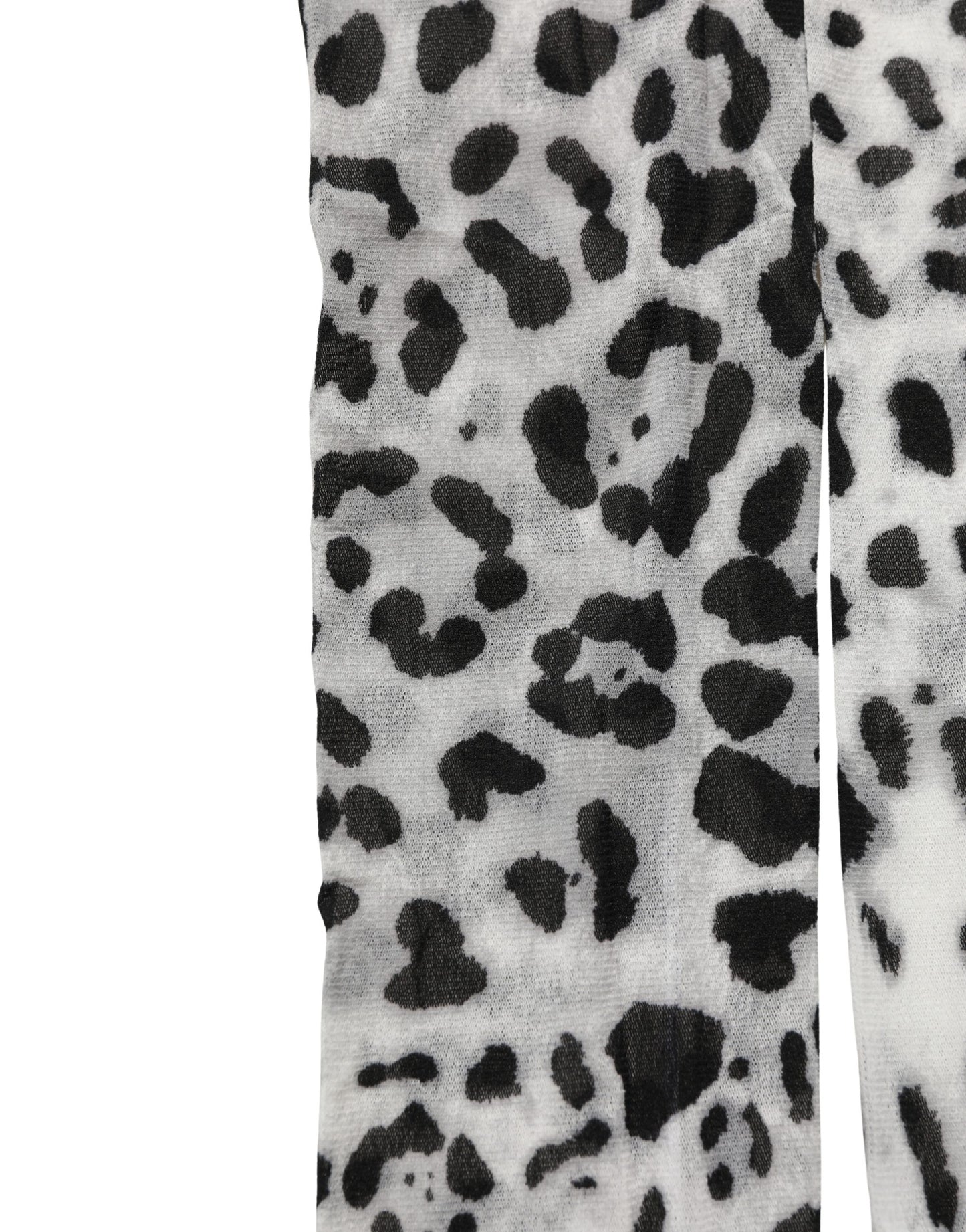 Dolce & Gabbana Graue Nylon-Strumpfhose mit Leopardenmuster