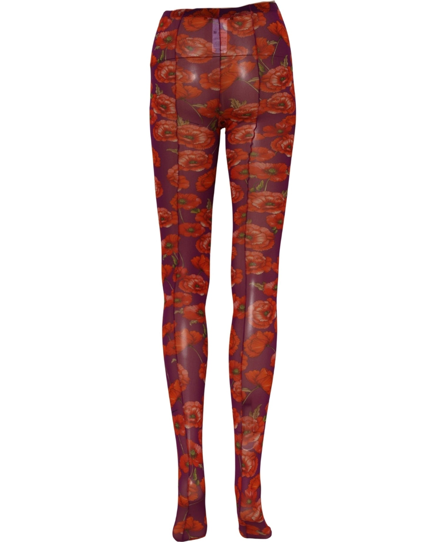 Dolce & Gabbana Lila Nylon-Strumpfhose mit Blumenprint