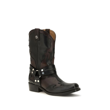 Versace Schwarze Ankle Boots aus Kalbsleder Bos Taurus